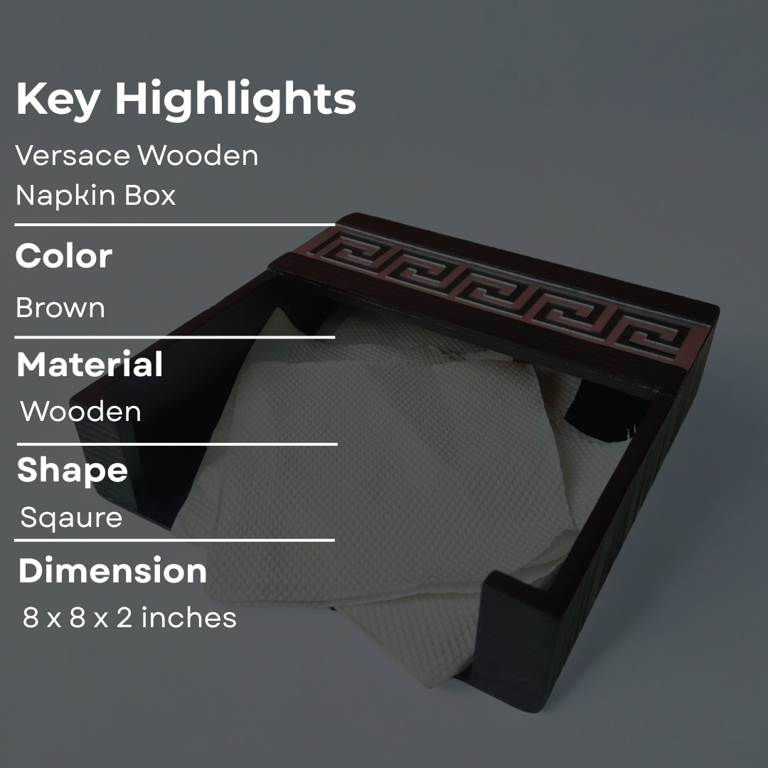 Square tissueholder - Wooden Versace Cut Design