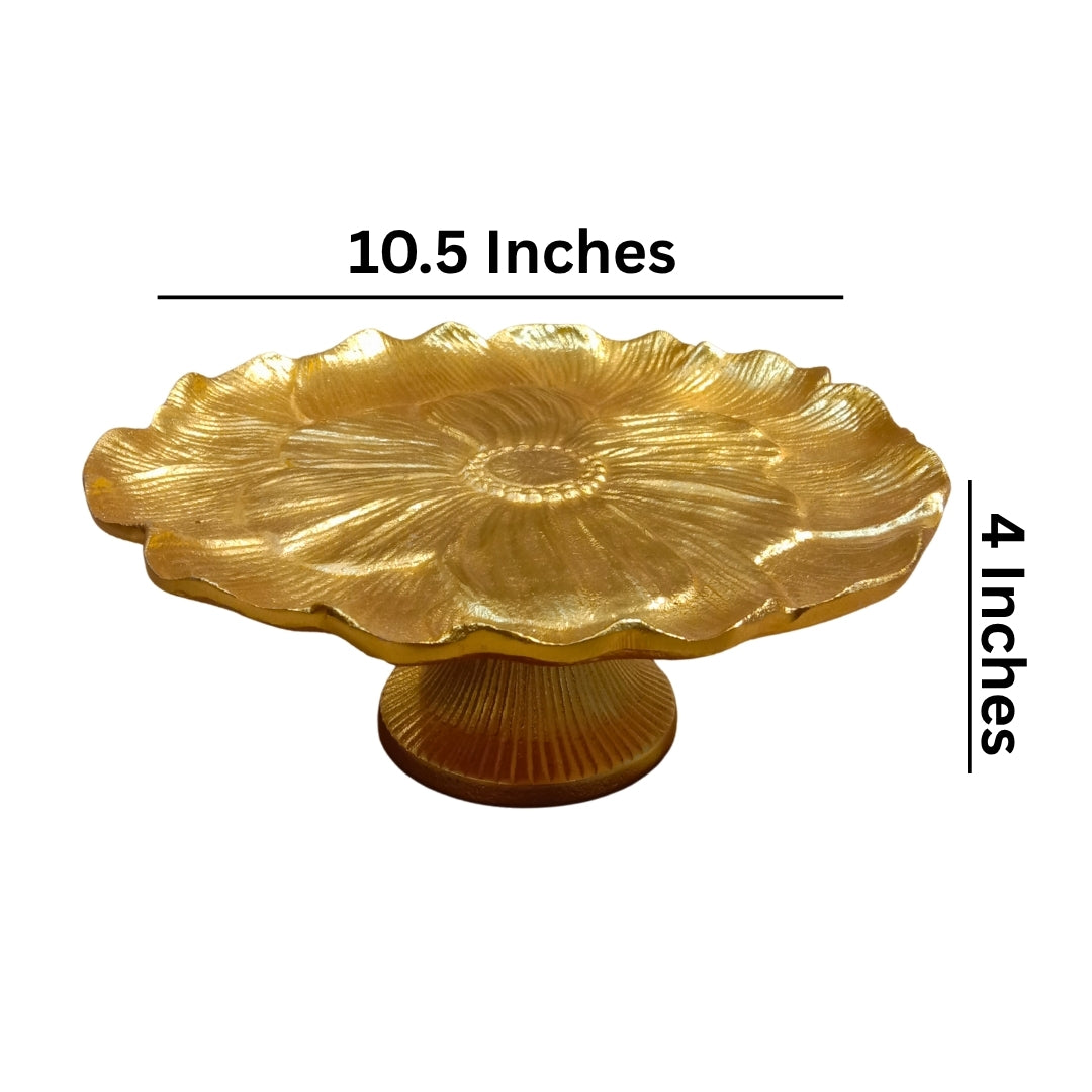 METAL Gold Floral Pedestal PLATTER