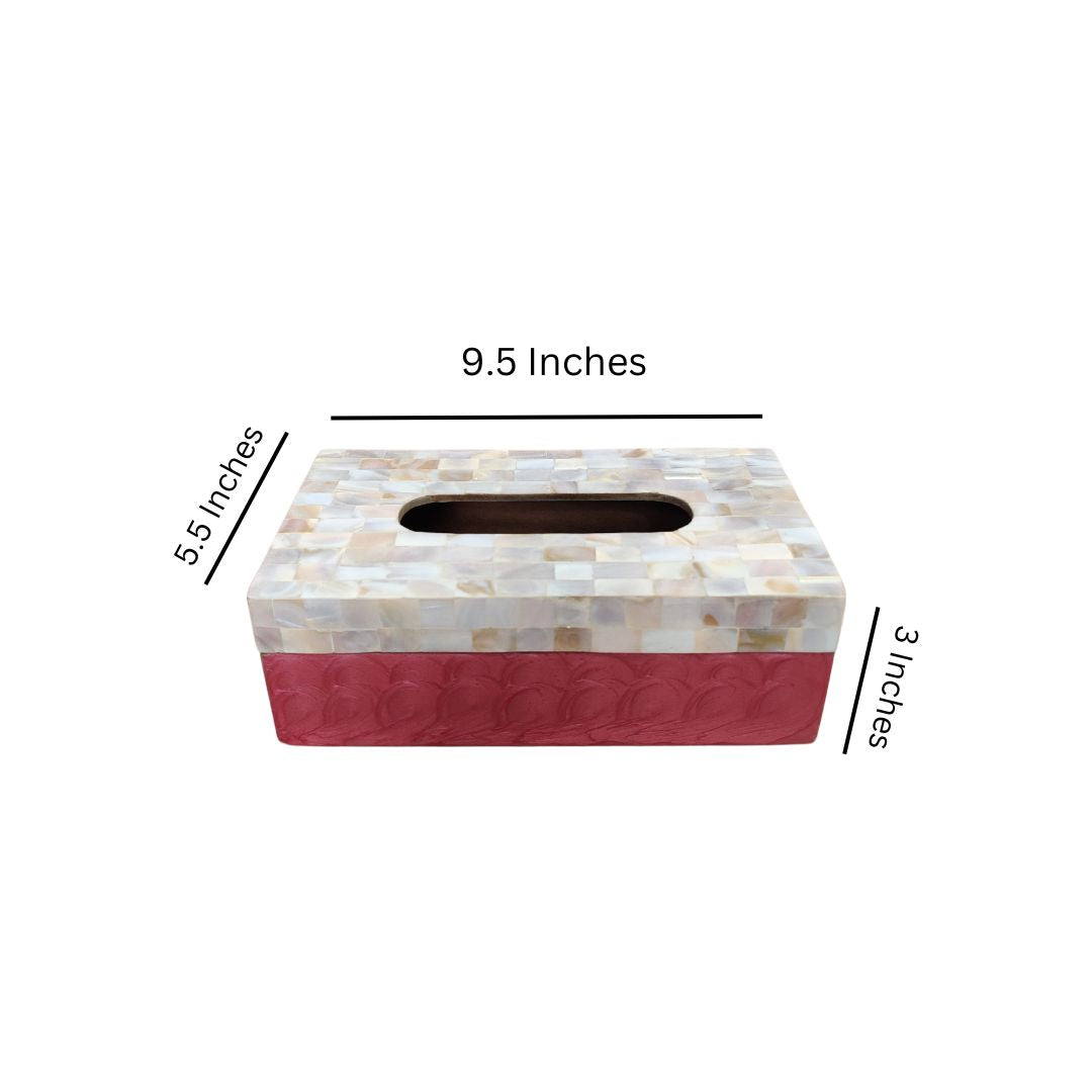 Tissue Box - Dark Pink Mother Of Pearl