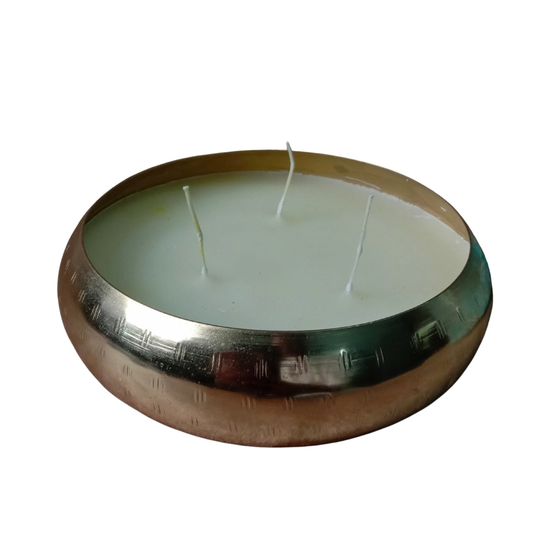 Gold Bowl 3-Wick Scented Candle in Blue Gift Box