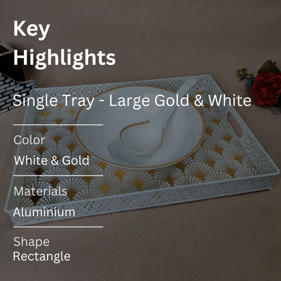 Single Tray - Large Gold & White