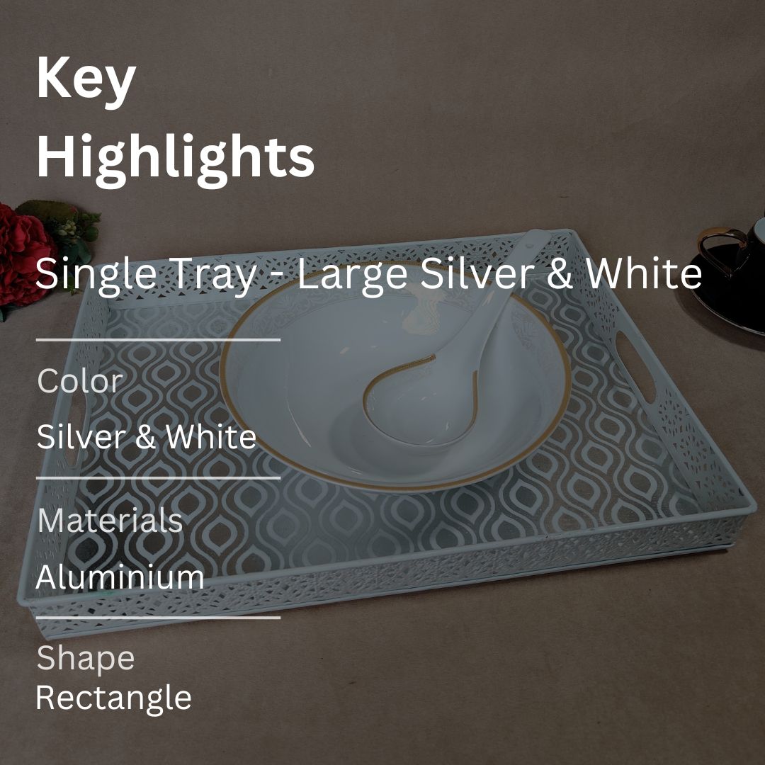 Single Tray - Large Silver & White