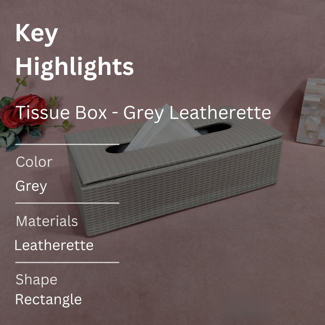 Tissue Box - Grey Leatherette