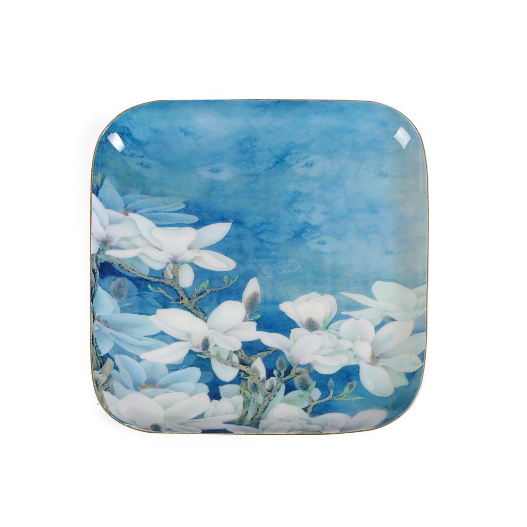 Square Platter Set Of 4 - Blue White Flower