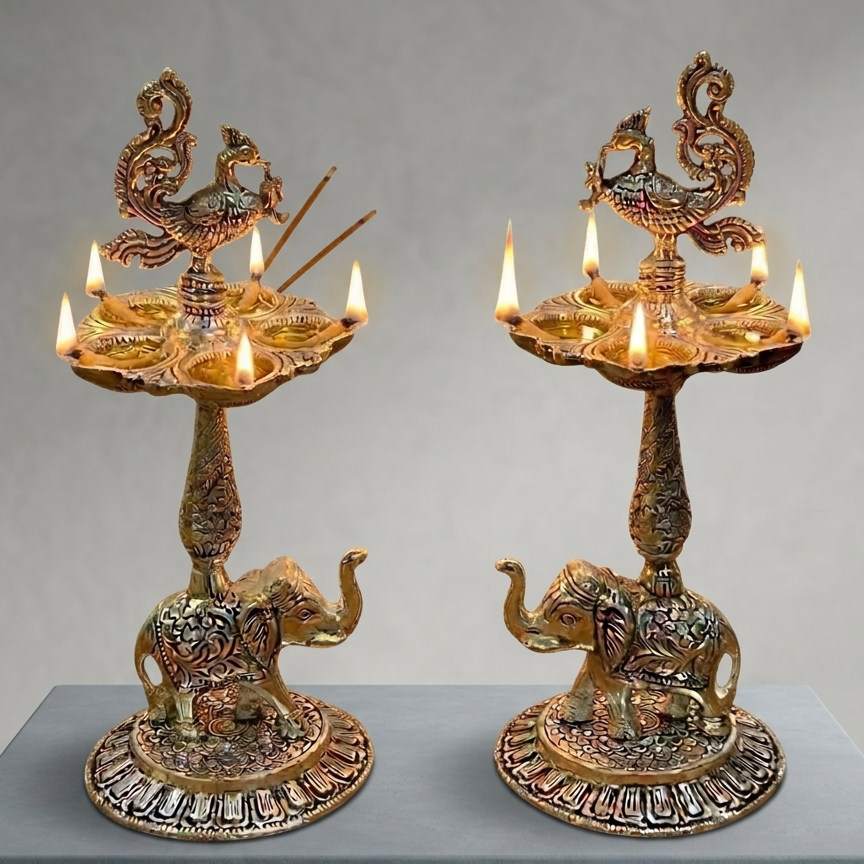 Silver Plated Elephant  Shape Samai / Lamp