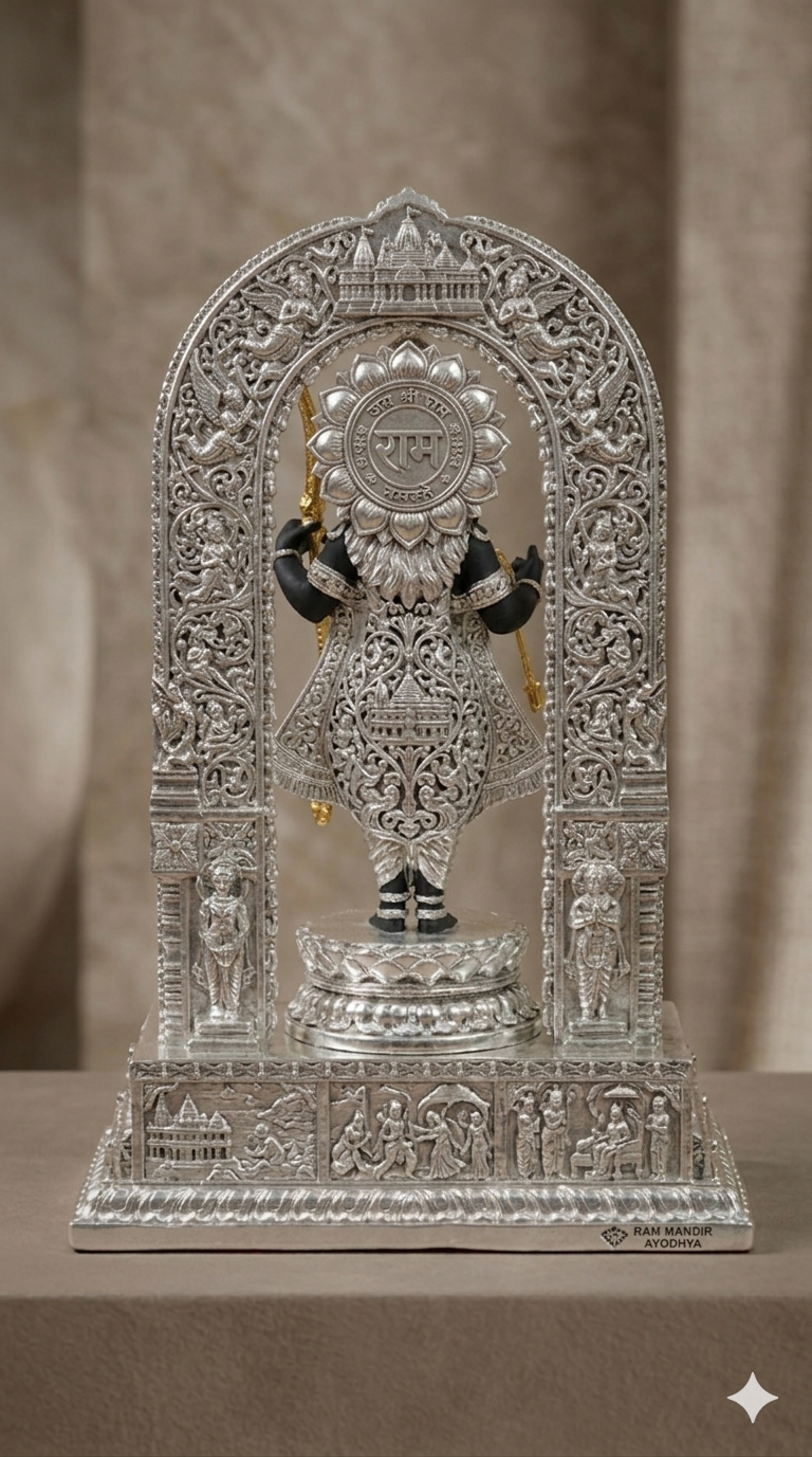 The Home Co- 999 Pure Silver & 24K Gold Plated Divine Lord Ram(Kodanda Rama) Idol