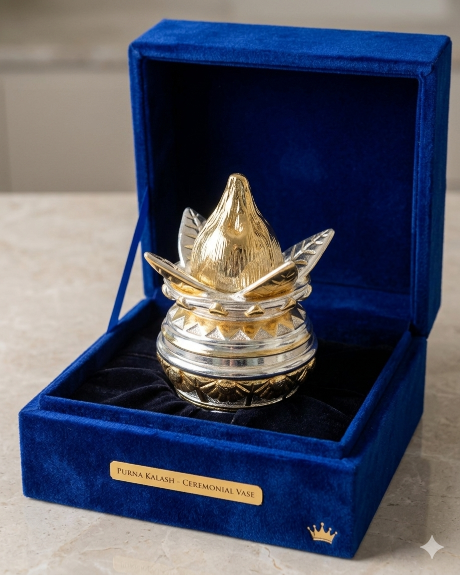 The Home Co- 999 Pure Silver Plated & 24K Gold Plated kumbh Kalash: Divine  Mangal Kalash Idol