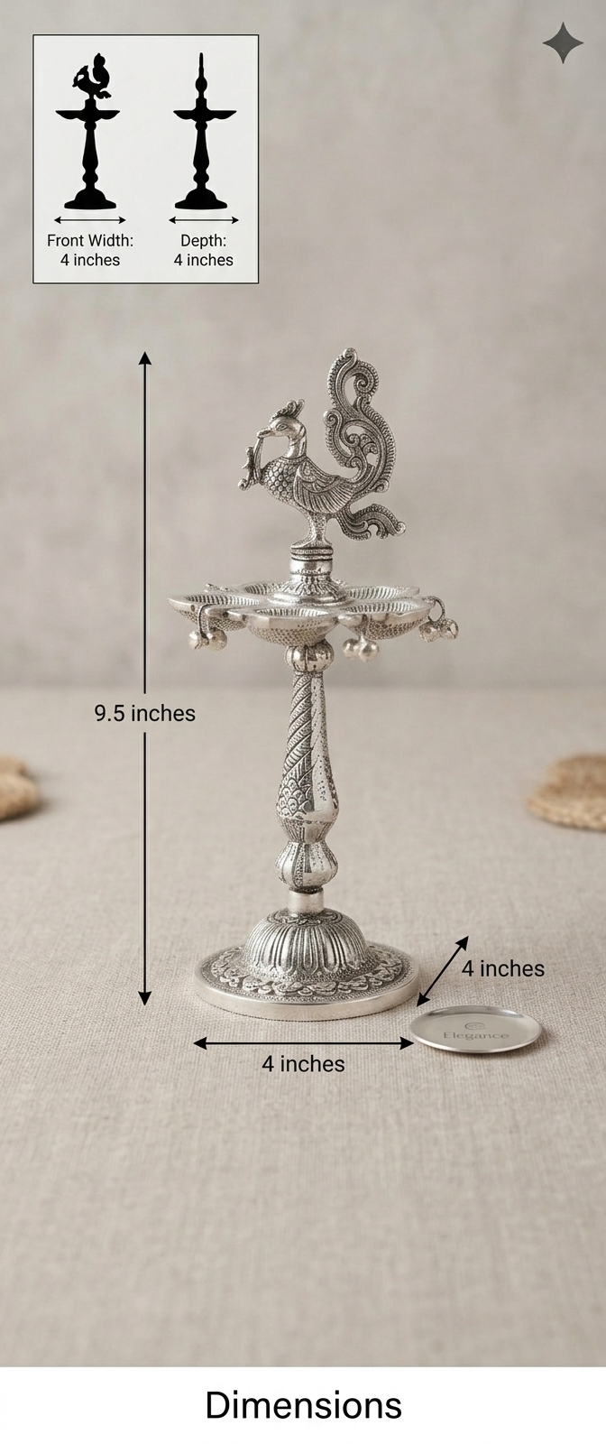 Silver Plated Peacock Samai / Diya