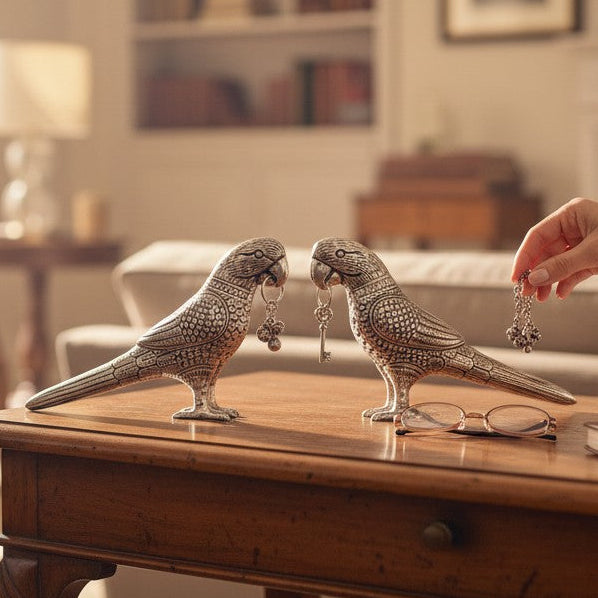 Silver Plated Decorative Parrot