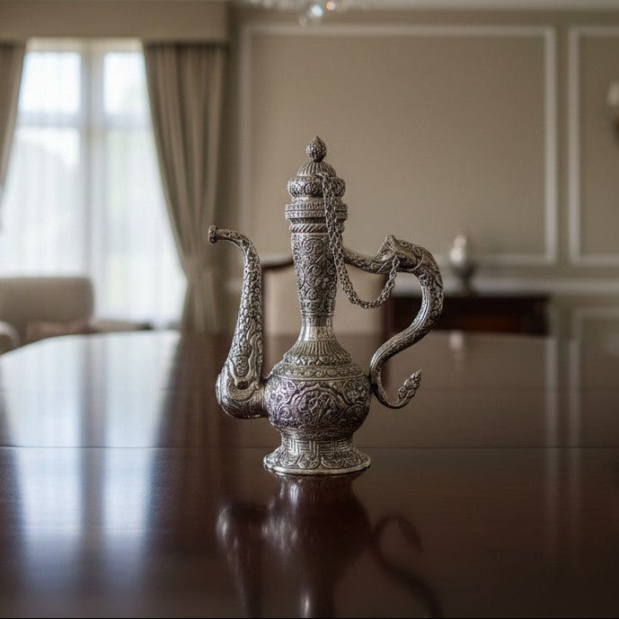 Silver Plated Carving Surahi with Velvet Box Packing