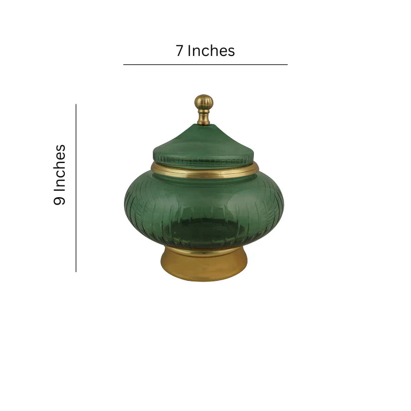 Green Glass Urn Small 9"