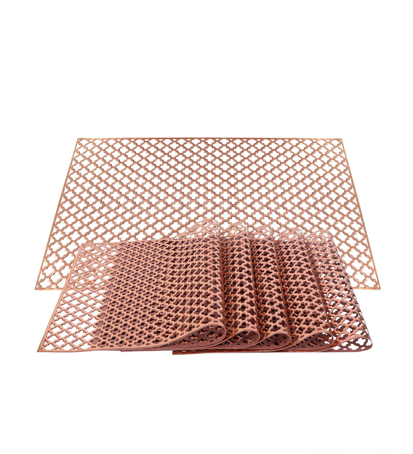 Leatherette Lazorcut Rectangle Tablemats - Copper Jali (Pack of 6)