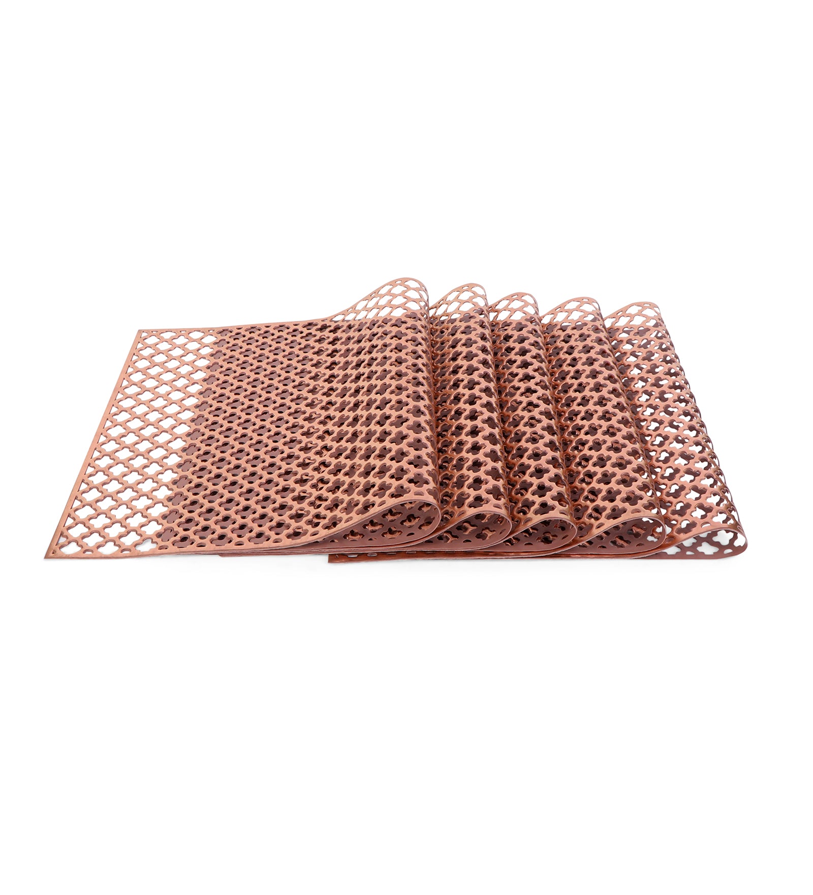 Leatherette Lazorcut Rectangle Tablemats - Copper Jali (Pack of 6)