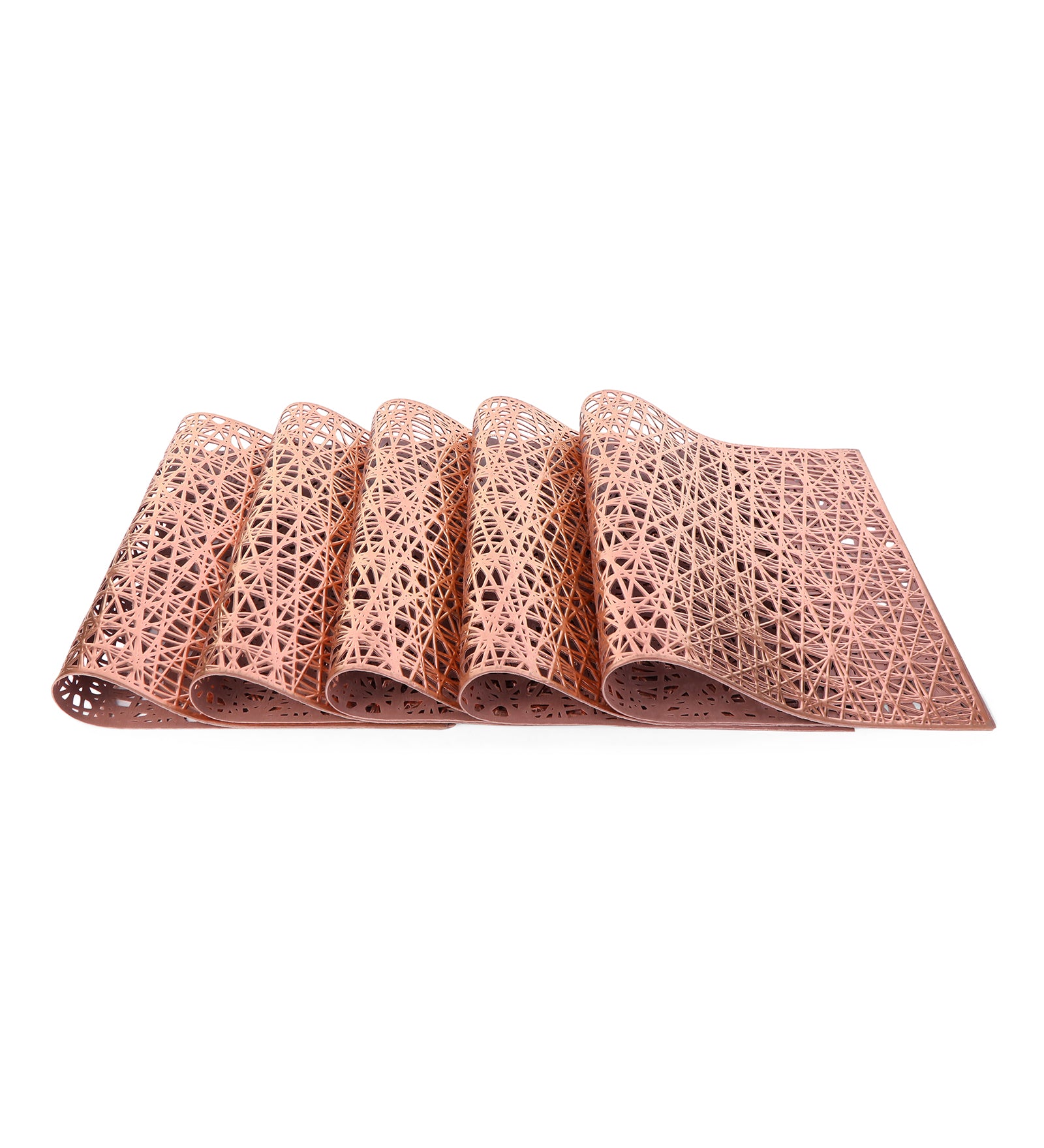 Leatherette Lazorcut Rectangle Tablemats - Copper Mix Jali (Pack of 6)