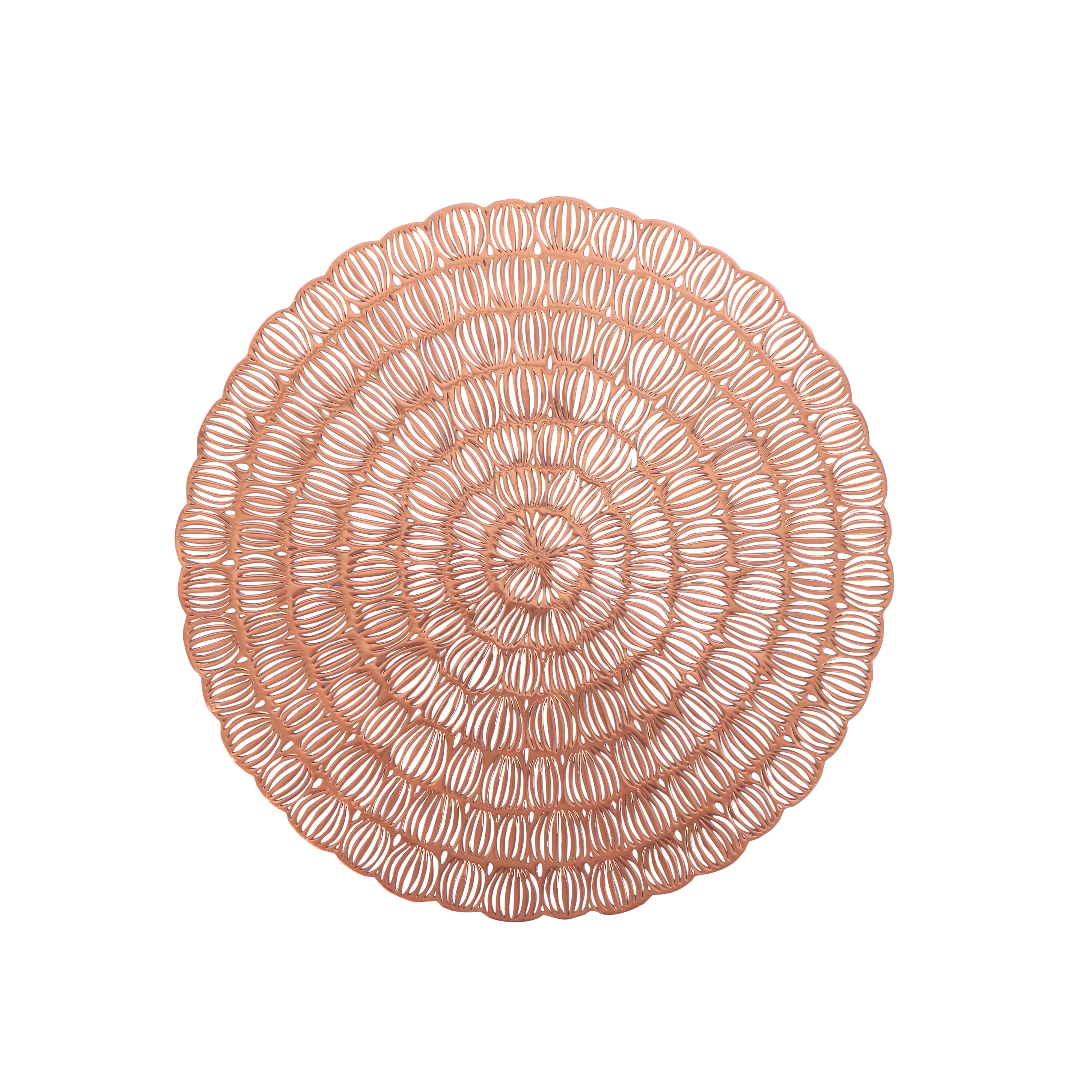 Leatherette Lazorcut Round  Tablemats - Copper Lotus (Pack of 4)