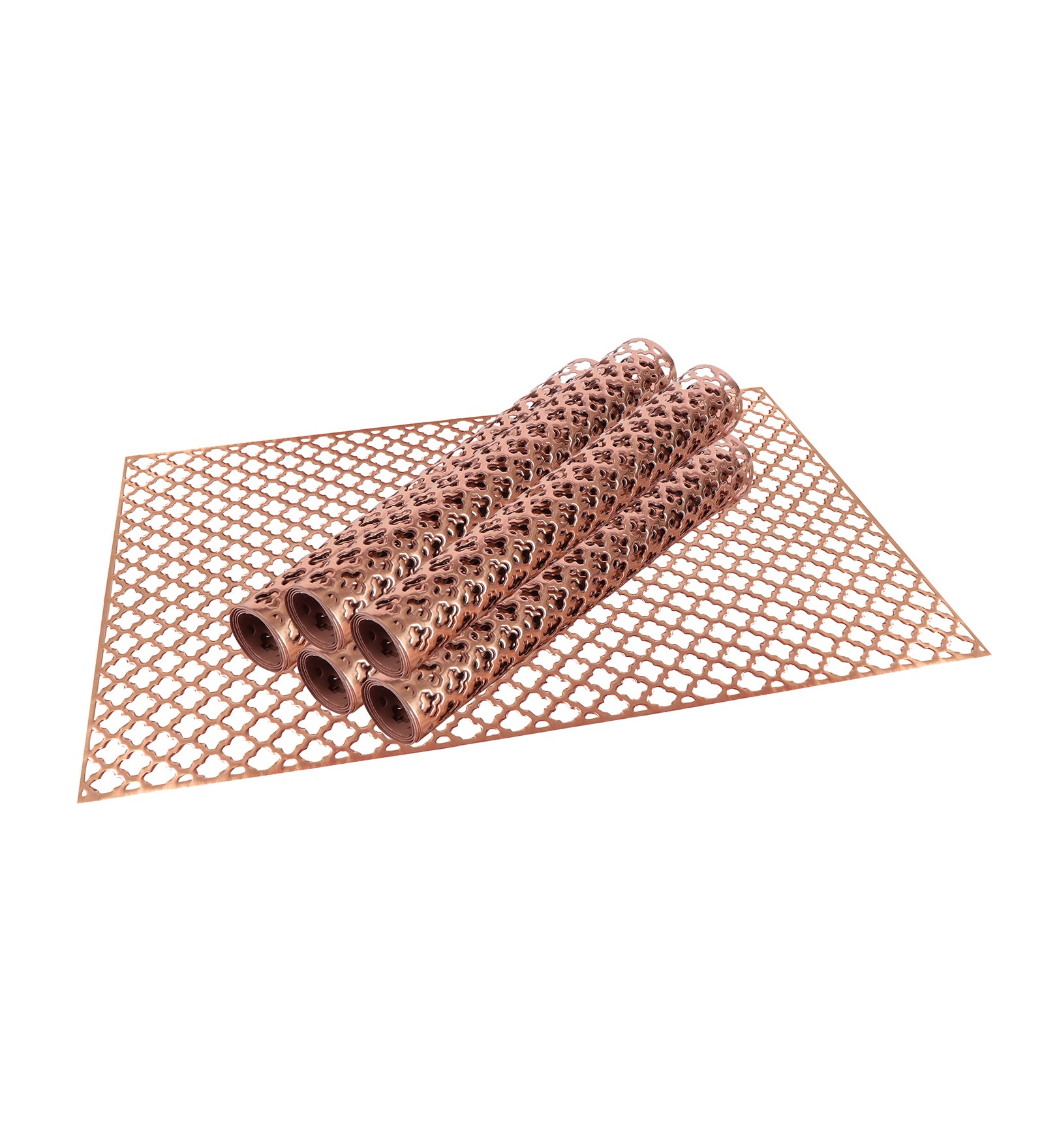 Leatherette Lazorcut Rectangle Tablemats - Copper Jali (Pack of 6)