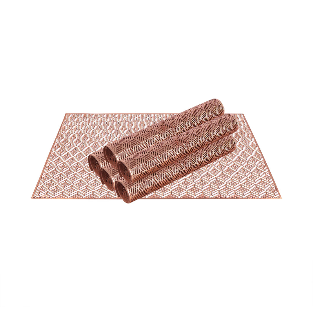 Leatherette Lazorcut Rectangle Tablemats - Copper Wave (Pack of 6)
