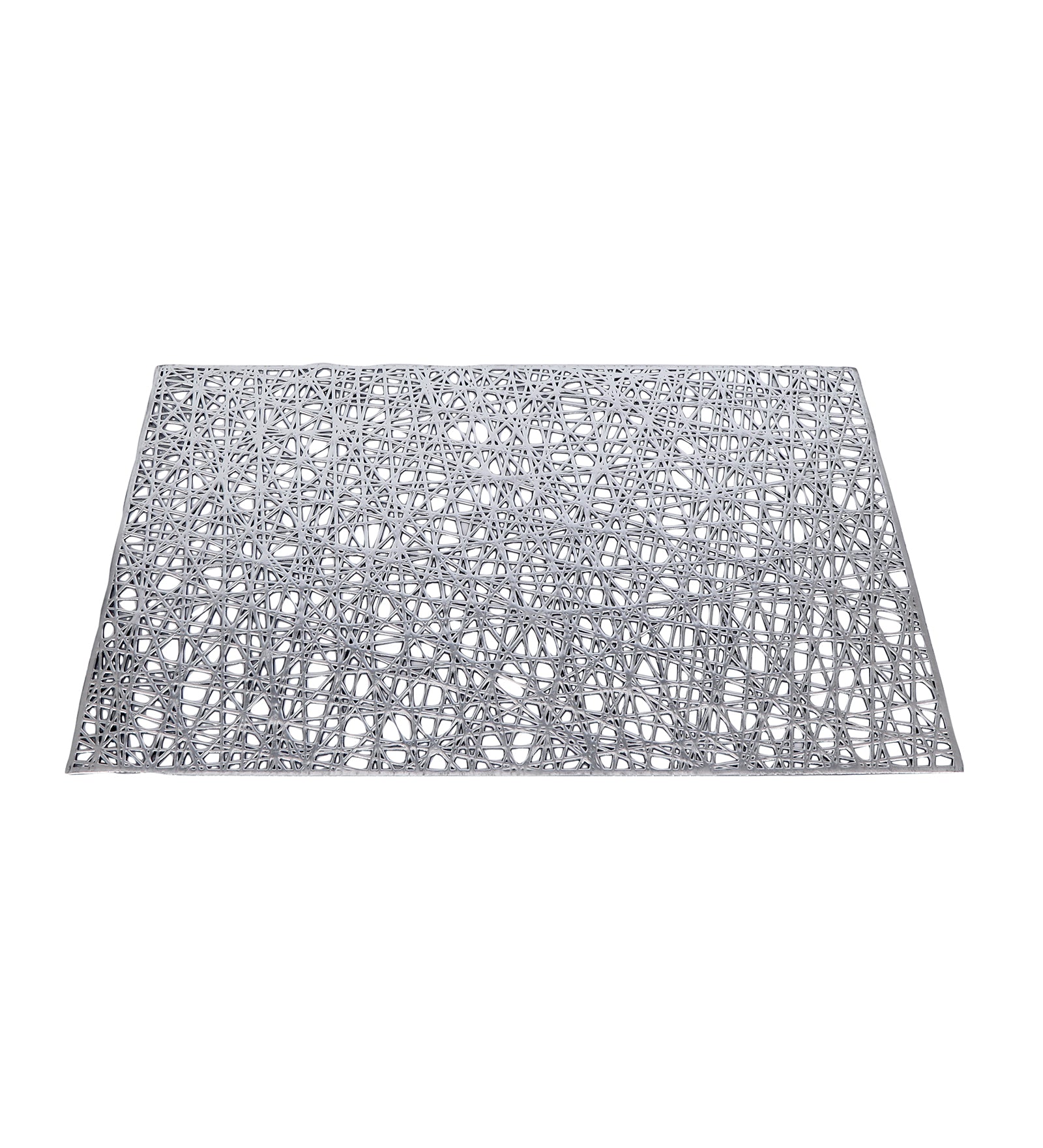 Leatherette Lazor Cut Rectangle Tablemats - Silver Mix Jali Cut