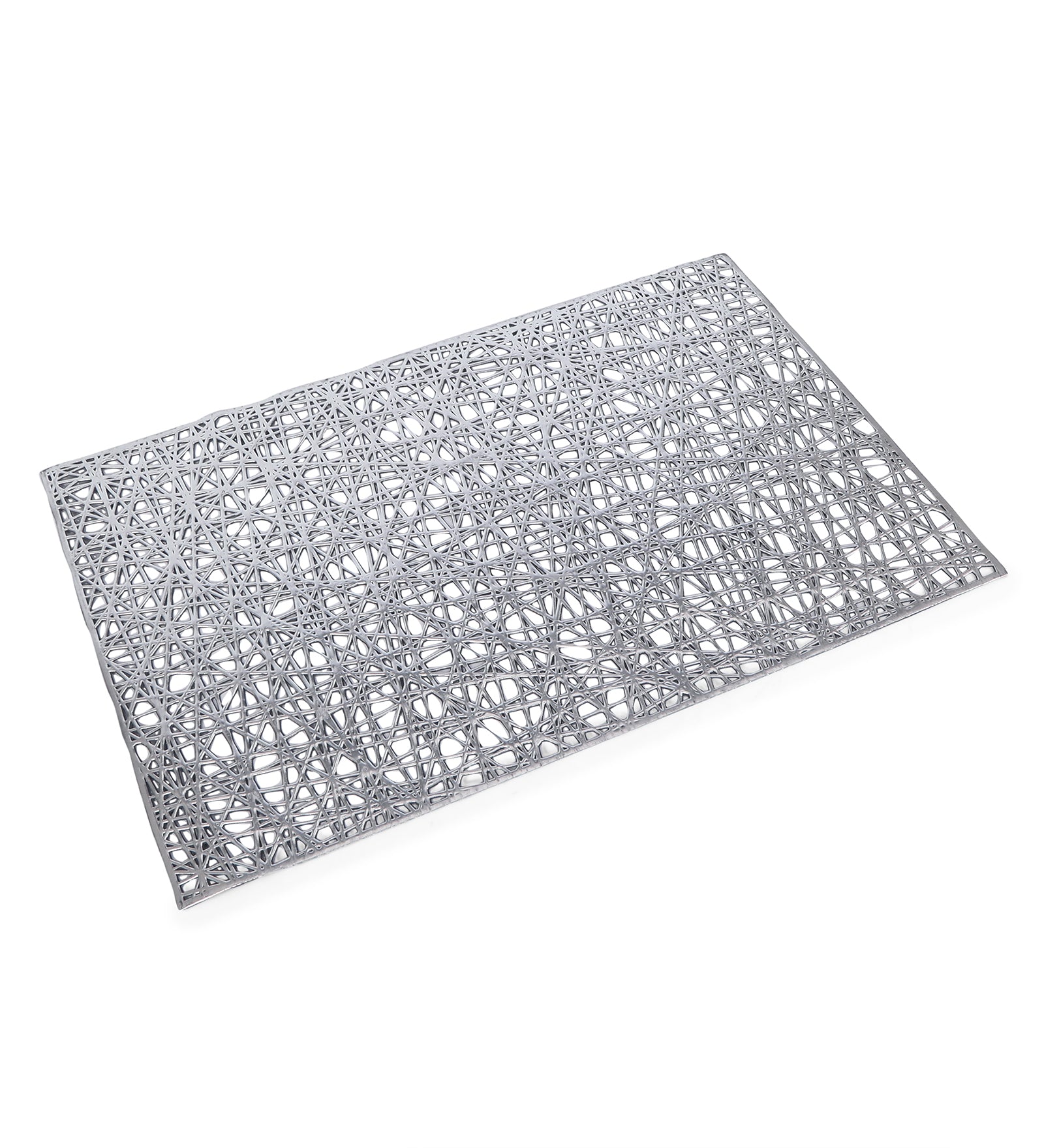 Leatherette Lazor Cut Rectangle Tablemats - Silver Mix Jali Cut