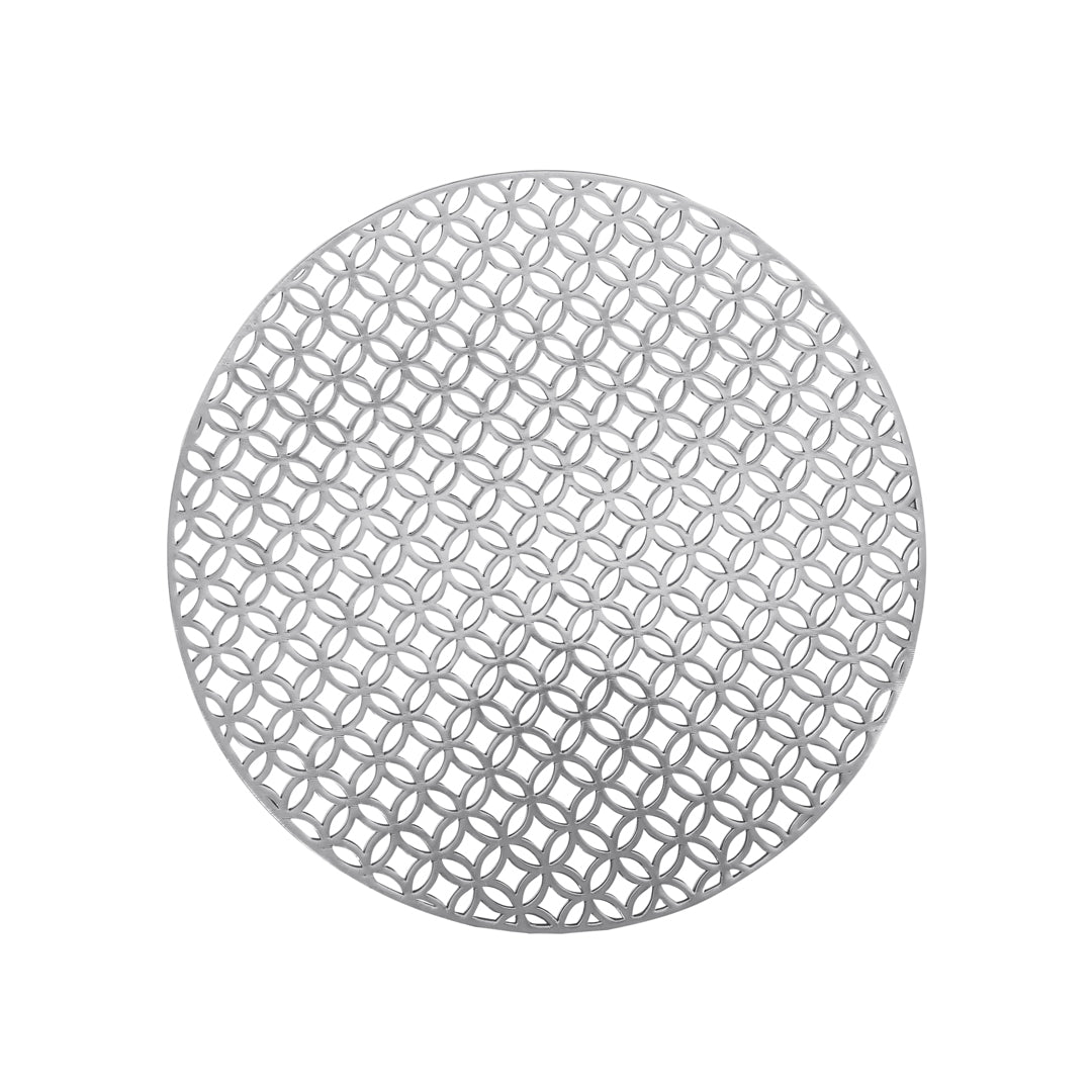 Leatherette Lazorcut Round  Tablemats - Silver flower (Pack of 6)
