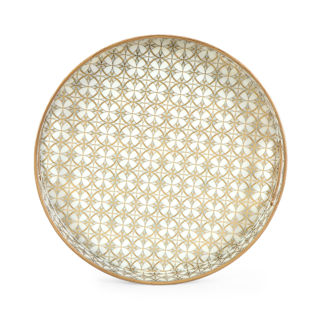 Round Tray - Set of 2 - White & Gold