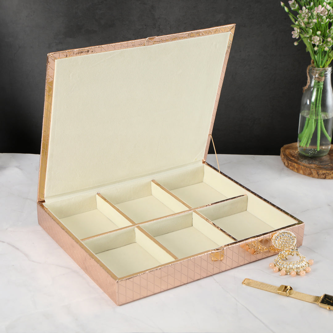 Jewellery Box 6 Partition - Copper Jewellery Organiser - The Home Co.
