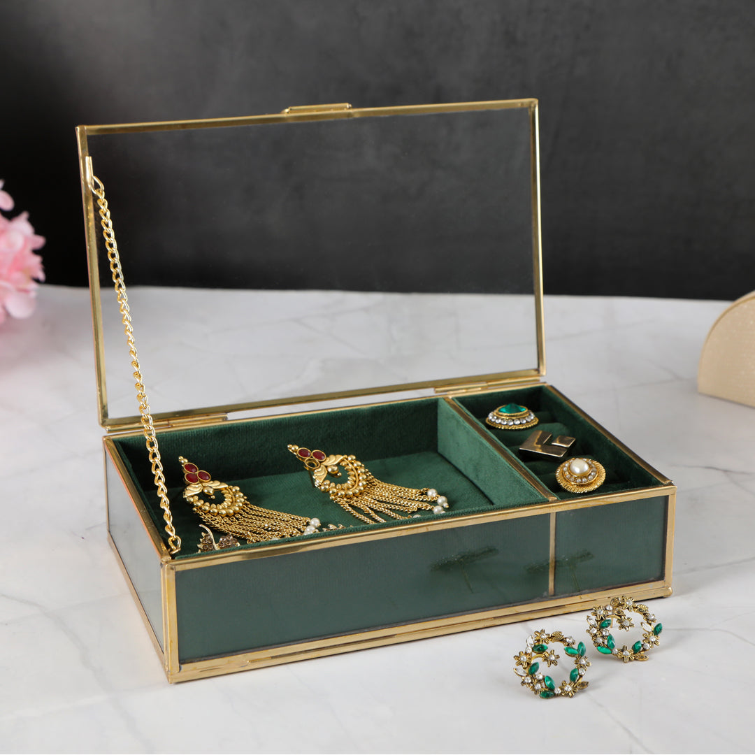 Jewellery Box Glass - Green Jewellery Organiser - The Home Co.