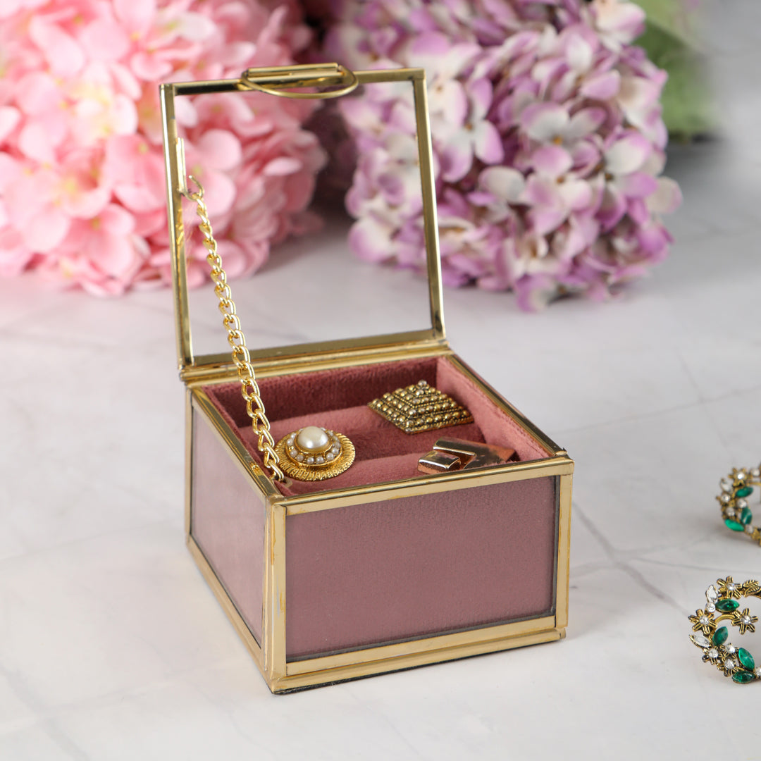 Glass Ring Box - Pink Ring Case - The Home Co.