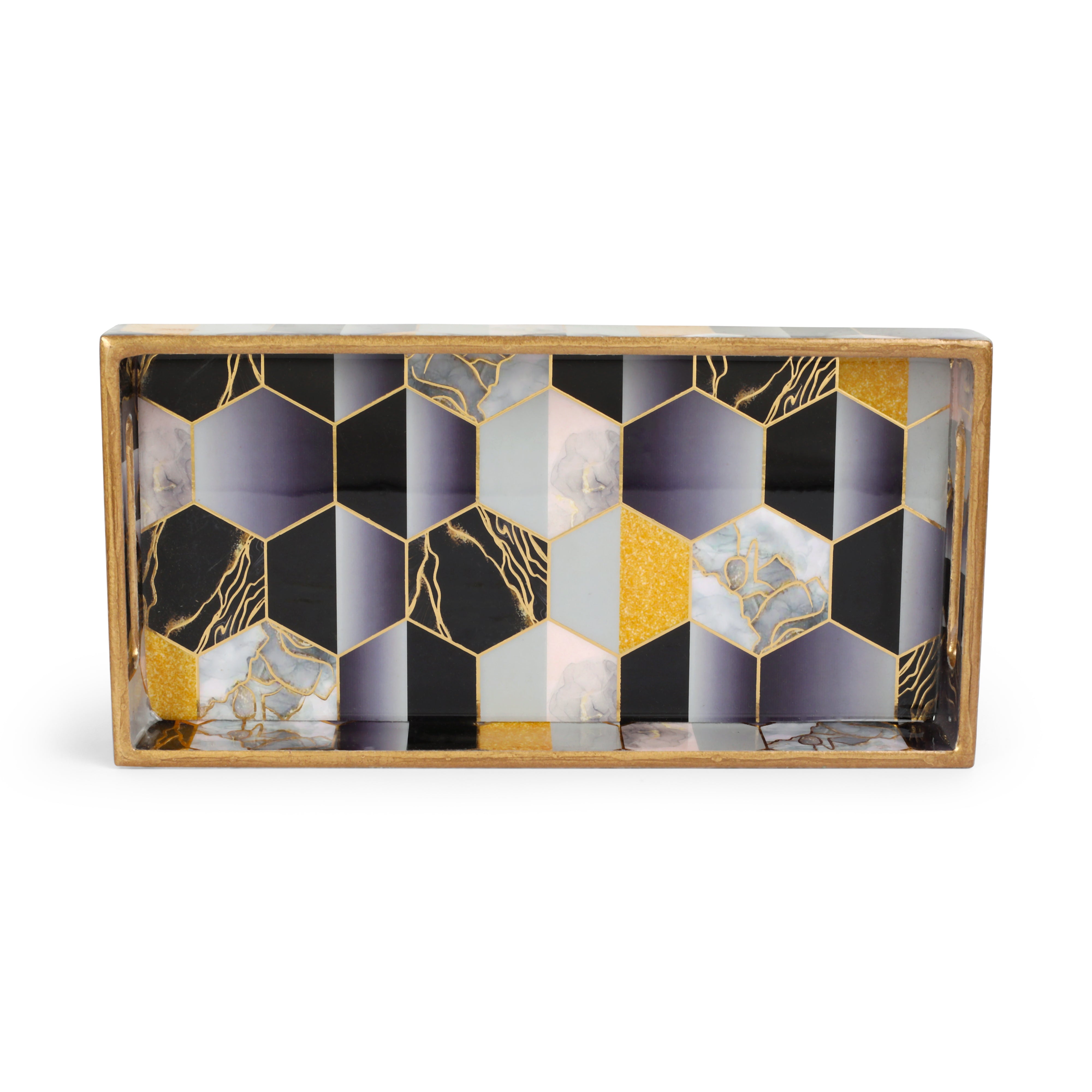 Rectangle Tray - Black Hexagon