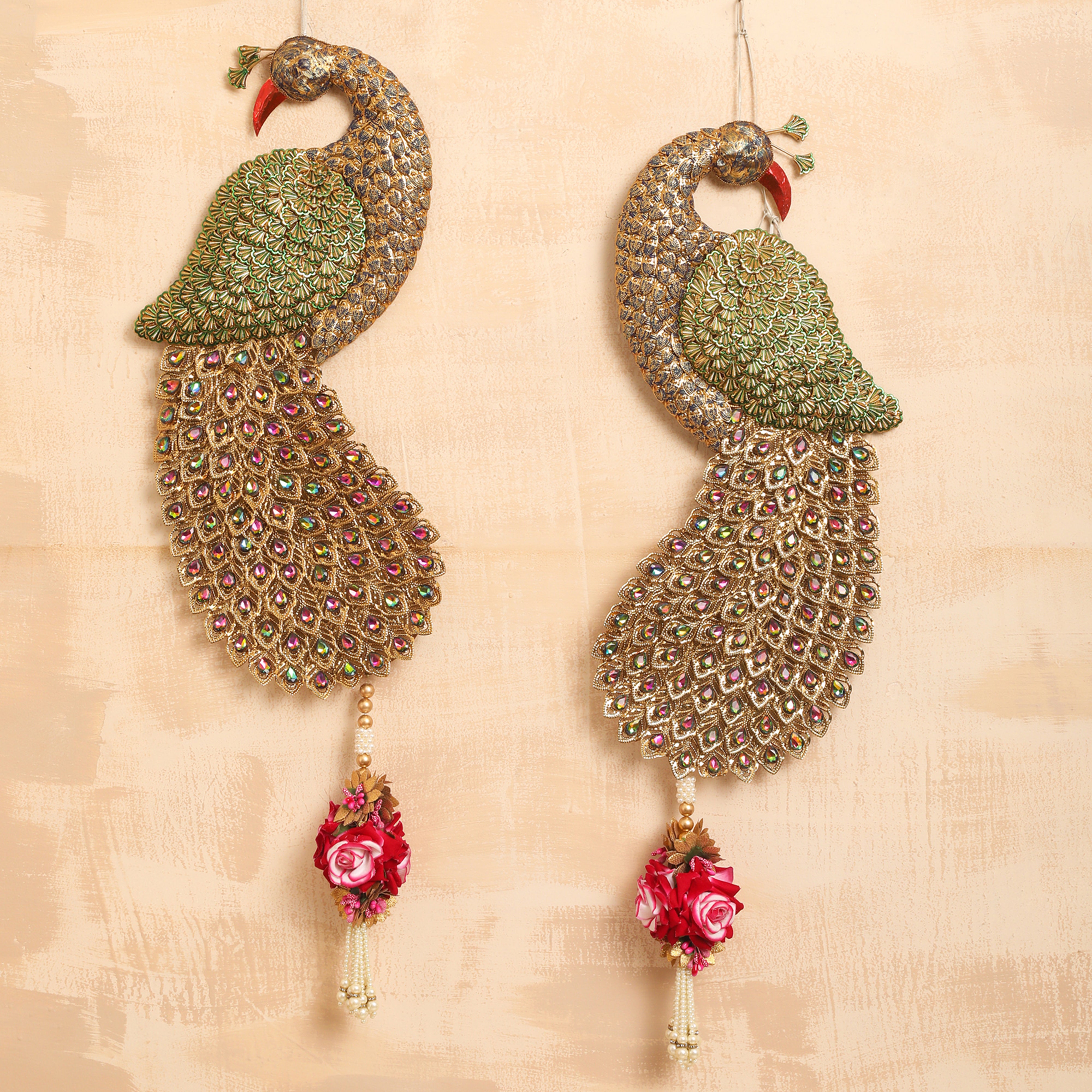 Side Hanging Toran Set of 2 - Peacock