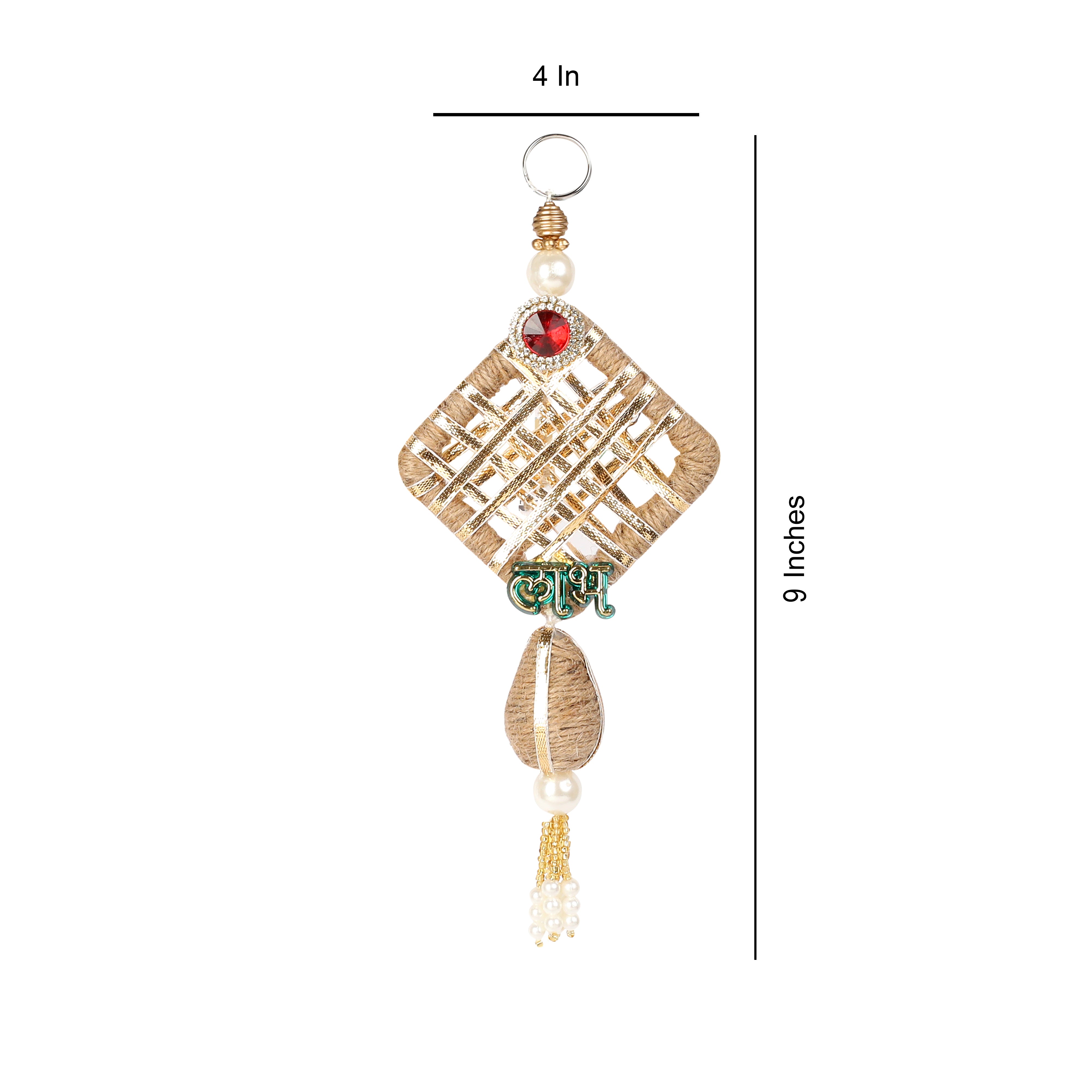 Jute Subha Labh Side Hangings Set Of 2