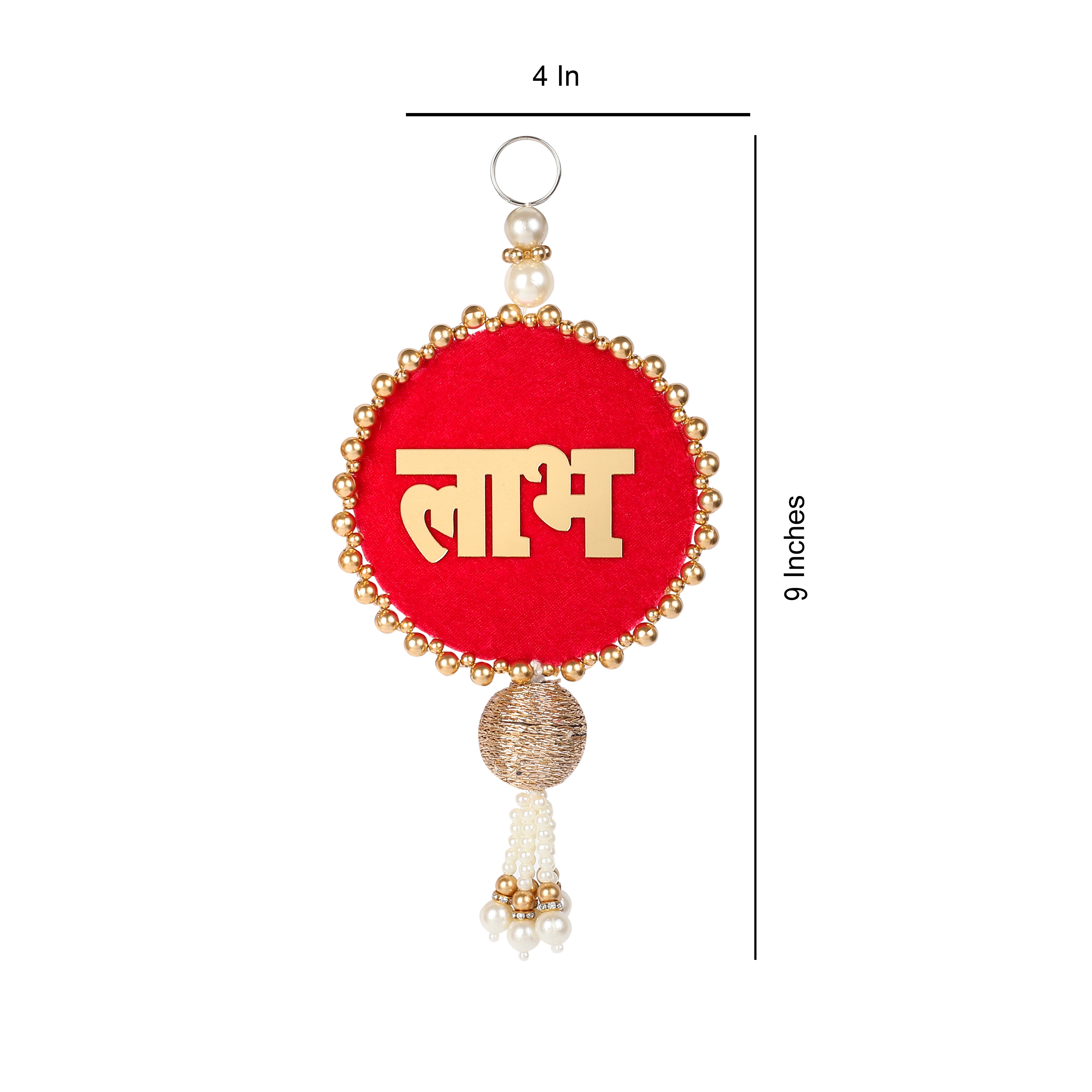 Velvet Subha Labh Side Hangings Set Of 2