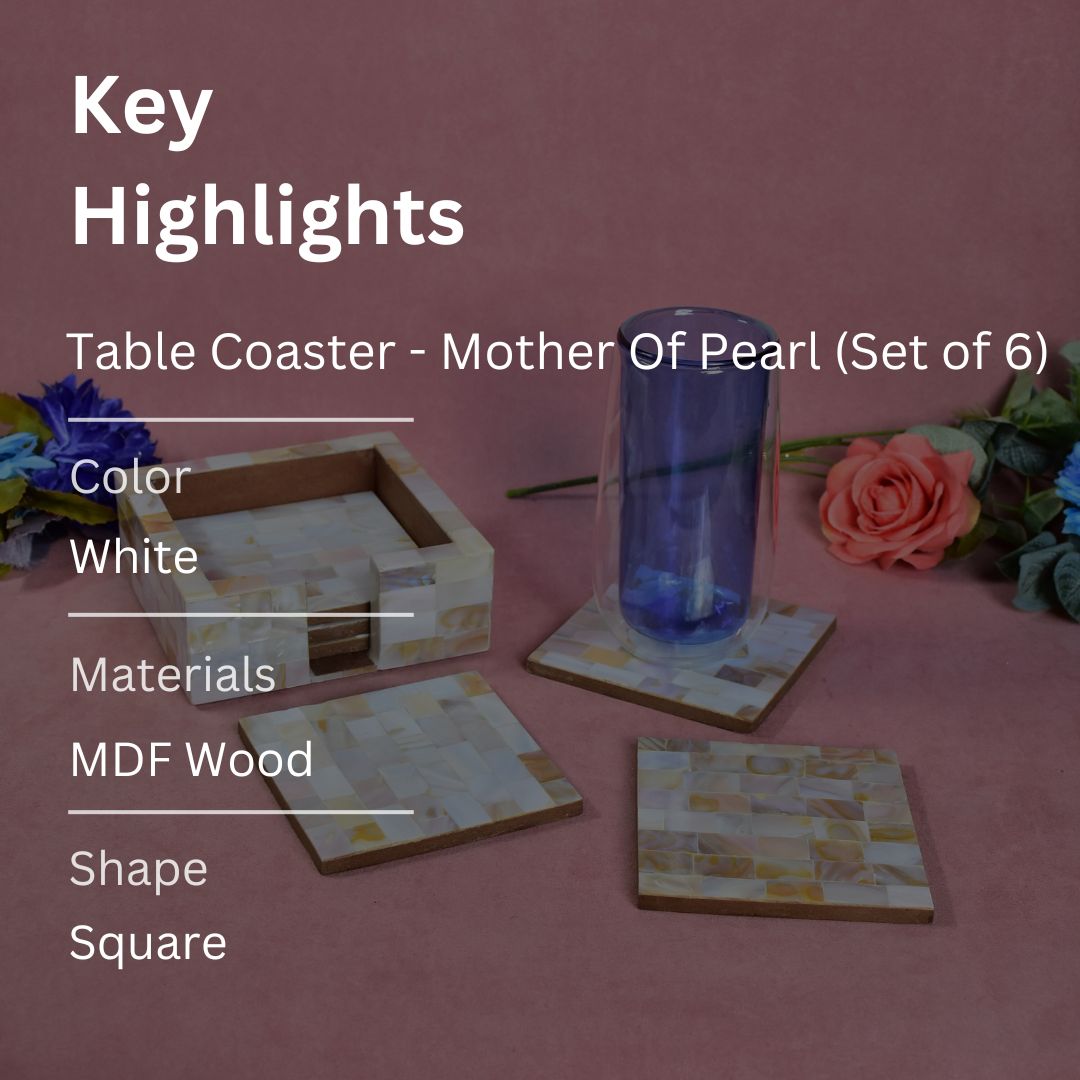 Table Coaster - Mother Of Pearl Set Of 6