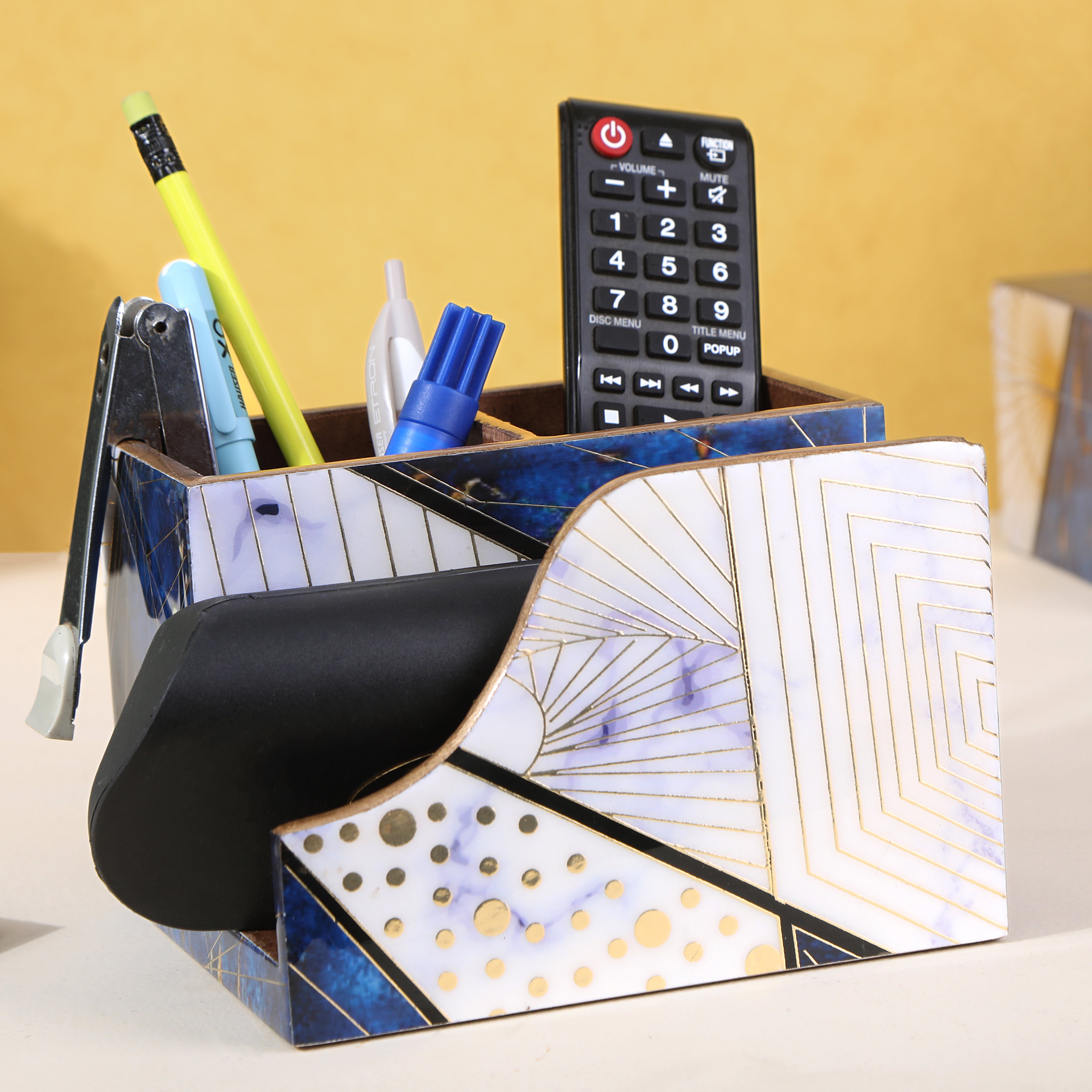 Cutlery Tissue Holder - Blue Triangle - The Home Co.